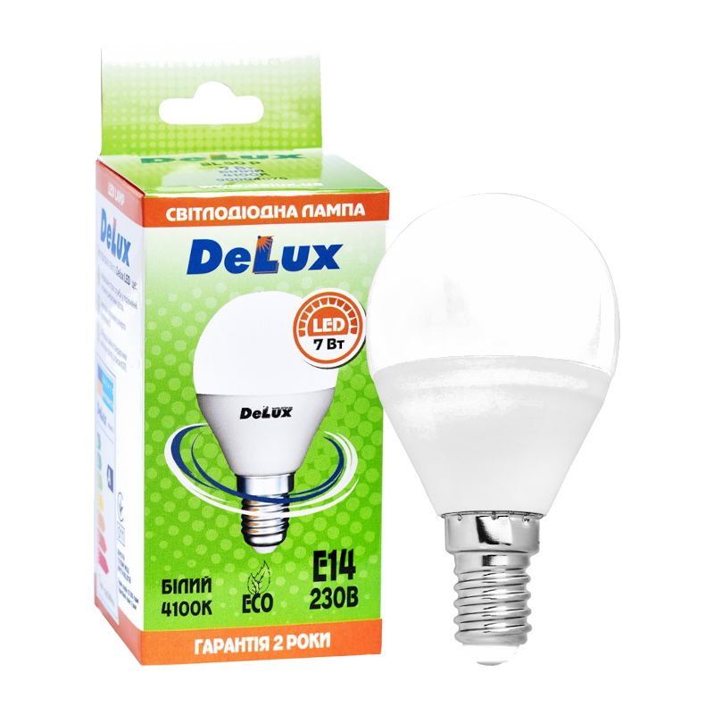 Лампа світлодіодна Delux P45, 7Вт, E14, 4100К (4823085808615)